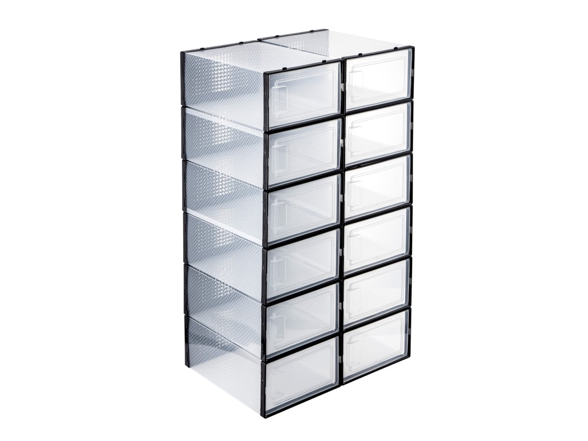 Clear Stackable Plastic Shoe Organizer Box Set