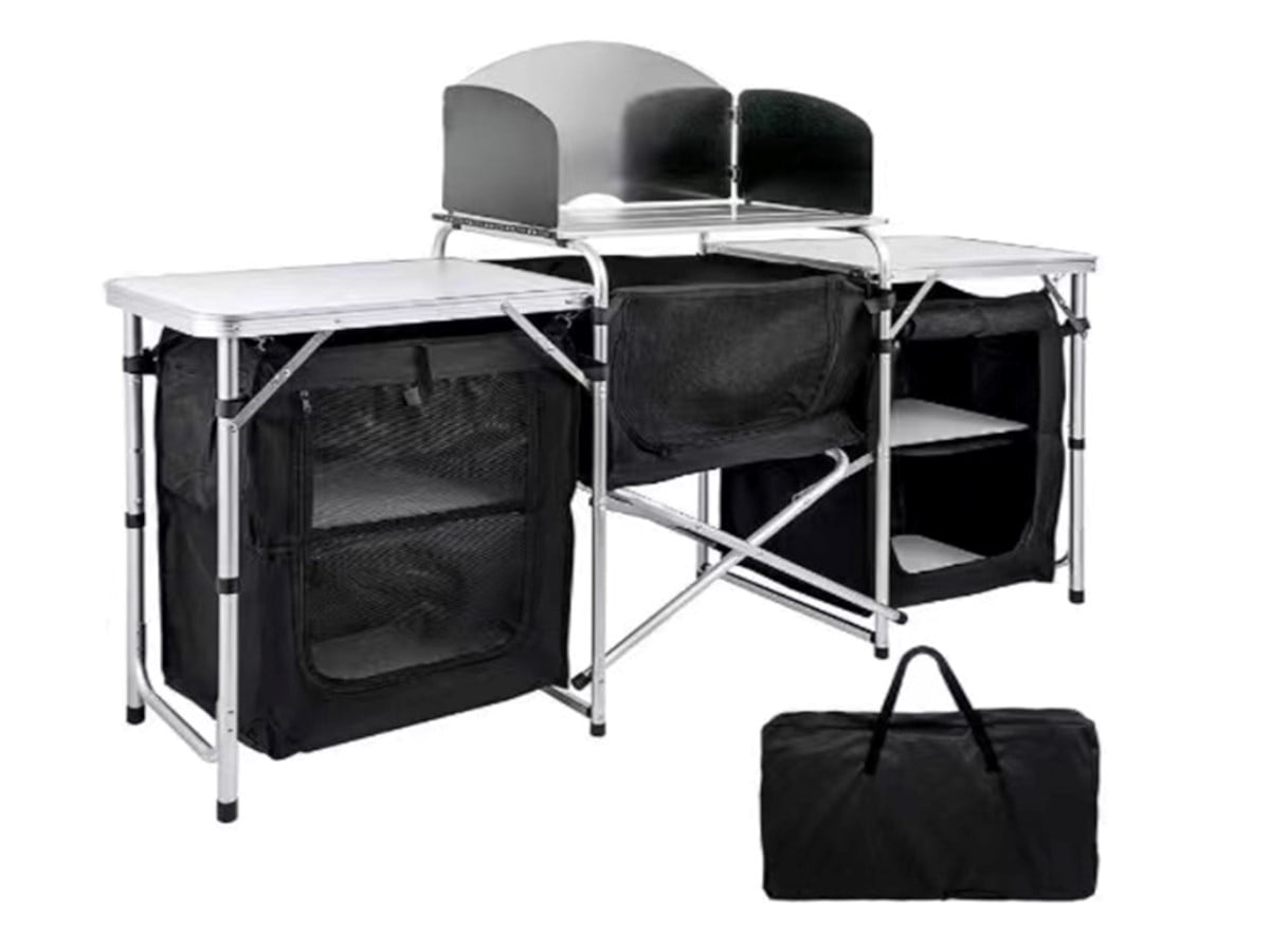 MPM Models Portable Camp Kitchen with Windscreen, Aluminum