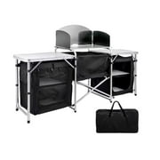 MPM Models Portable Camp Kitchen with Windscreen, Aluminum