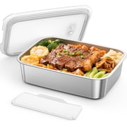 MPOW 1.3L Replaceable Inner Container for Rechargeable Heated Lunch Box, Stainless Steel Meal Container with Leak-Proof Lid and Removable Tray Divider, Dishwasher Safe