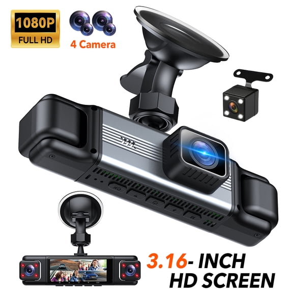 MPOW 1080P Full HD 4 Channel Dash Cam - 360 All-Sides View, 3.16 Touch Screen, 24/7 Parking Mode, IR Night Vision, G-Sensor for Daily Commute/Commercial Vehicles