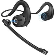 MPOW Air Conduction Headset, Open Ear Bluetooth 5.3 Headphones, 12H Playtime Noise Cancelling Handsfree Wireless Earphones with Removable Microphone for Office, Sports, Driving