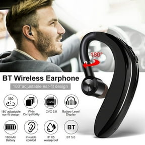 MPOW Bluetooth 5.0 Sports Single Earphone - 180 Adjustable Ear Hook, CVC Noise Cancelling, Long Battery Use, 32ft Connection, 18H Music for Smartphone