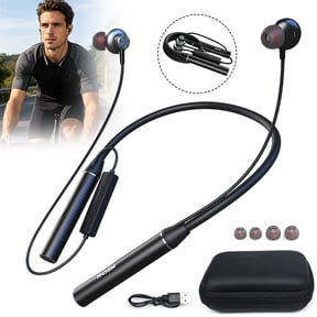 MPOW Bluetooth 5.3 Neckband Earphones, 100H Playtime Wireless In-Ear Headphones With Dual Mode TF Card & Bluetooth, Bendable Memory Steel Wire, with Carrying Case