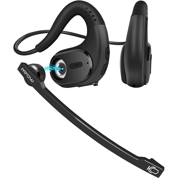 MPOW Bluetooth Headset, Open Ear Headphones with Detachable Microphone, 10H Playtime Multi-Point Wireless Headset with DSP Noise Canceling Mic for Phone PC Office Meeting Home Work