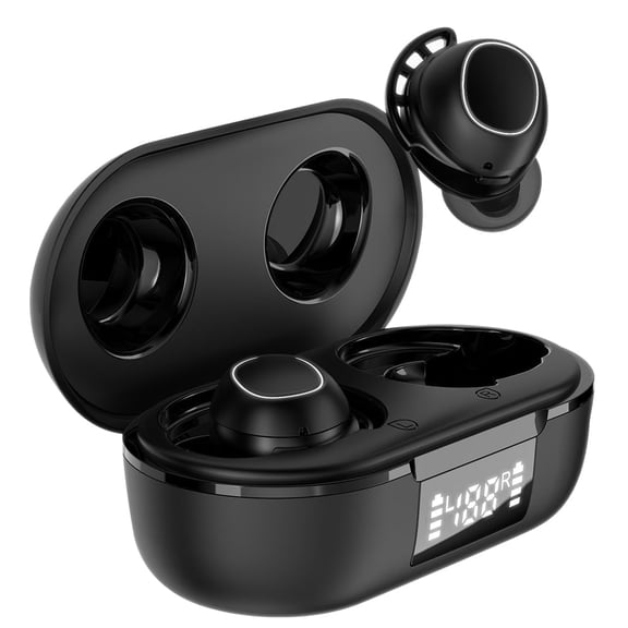 PEPWELL New Upgraded Wireless Bluetooth 5.0 Headphones IPX7 Waterproof 25 Hrs Playtime TWS Earphone Sports Earbuds, Black