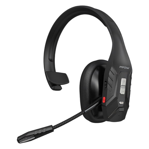 MPOW Trucker Bluetooth Headset, Wireless Headset with Dual Noise Cancelling Mic, 65H Talk Time Bluetooth 5.2, 59ft Range One-Touch Mute for Truck Driver Home Office PC
