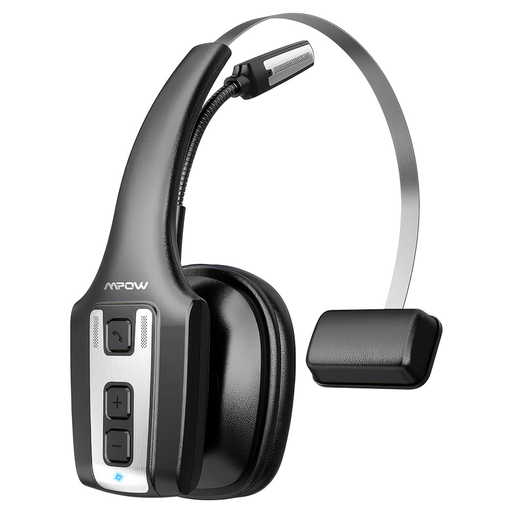 Bluetooth Headset with Microphone, Trucker Bluetooth Headset with ENC Noise Cancelling & Mute Button, Wireless On-Ear Headphones 60 Hrs Working Time, for Trucker Home Office Remote Work Zoom