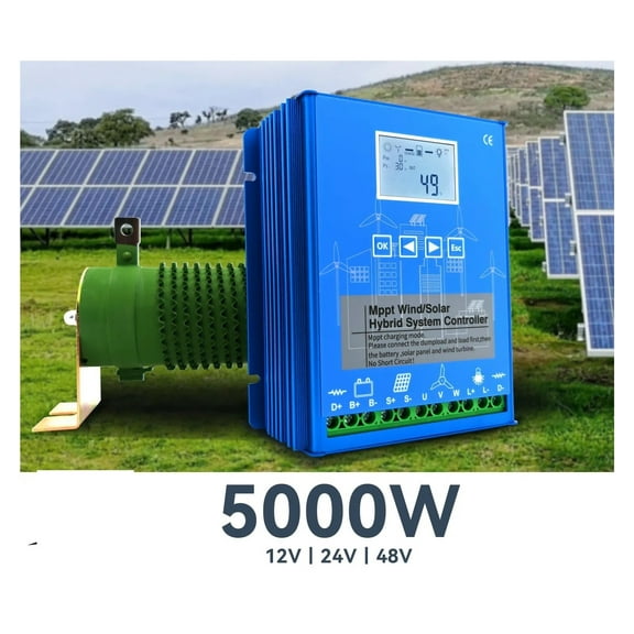 MPPT Charge Controller 5000w Solar & Wind Hybrid System 12v 24v & 24v 48v Auto Regulator Windmills For Home Use ,High-Efficiency - 24V 48V Auto_4500w