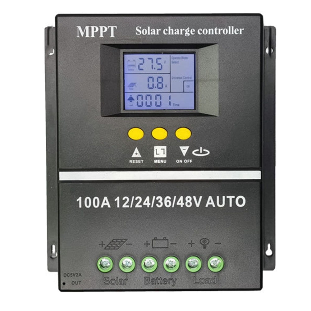 MPPT/PWM Solar Charge Controller 12V/24V/36V/48V Auto Controller Solar PV Battery Charger with LCD & USB(100A)