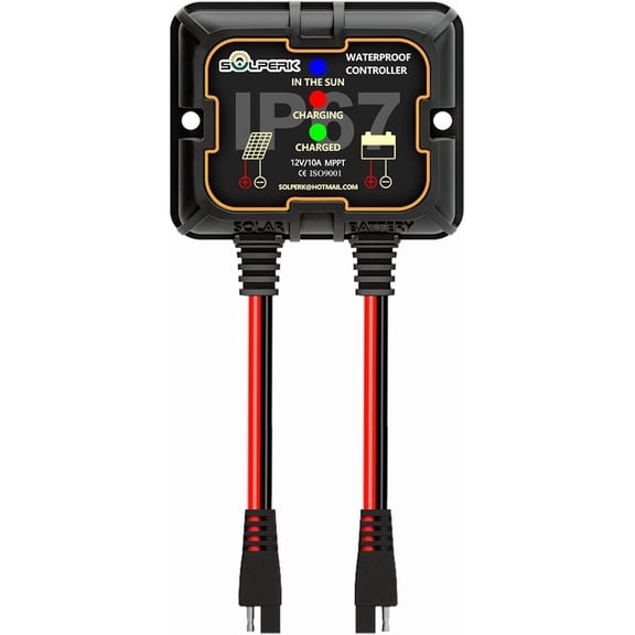 MPPT Solar Charge Controller 10A 12V, Waterproof Intelligent Portable Controller IP67 Solar Panel Controllers for AGM, Gel, Flooded and Lithium Battery