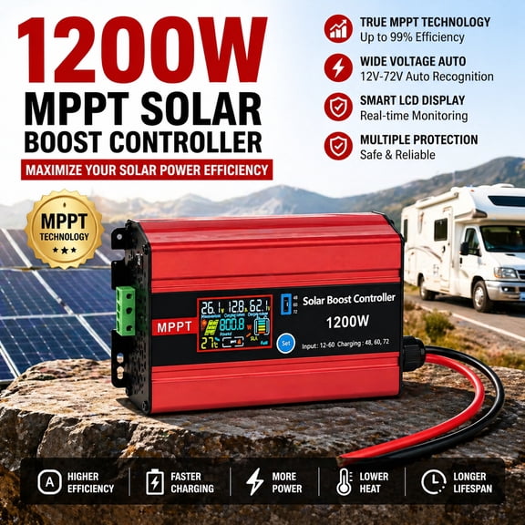 MPPT Solar Charge Controller (1200W) | Input to 48V/60V/72V (30A Input / 15A Output)