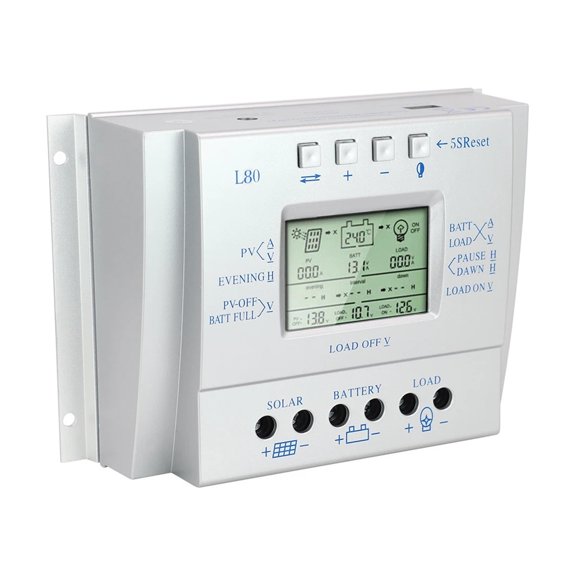 MPPT Solar Charge Controller 60A 80A Auto 12V 24V Max 50VDC Input Solar Regulator With LCD Display USB 5V 1.5A Output ,High-Efficiency - 80A (L80)_12V 24V AUTO