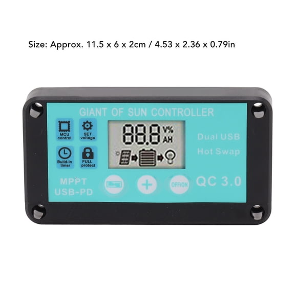 MPPT Solar Charge Controller, Start Without Power, Direct Solar Panel Connection, 5.8cm Size