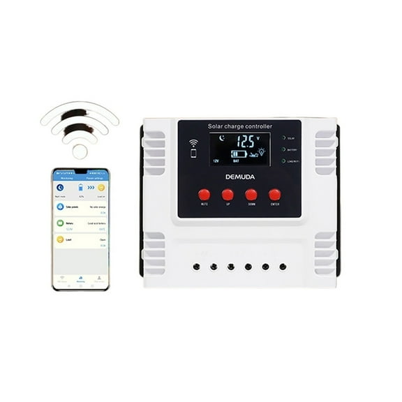 MPPT Solar Charges Controller Mobilephone App Control 20/30/40/50/60A 12V/24V Controllers Real-time Data Monitoring LED Display ,Safe to Use - 40A