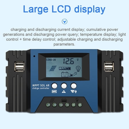 MPPT Solar Controller Mppt 30A MPPT Solar Charge Controller 12/24V Auto Solar Panel Controller Battery Intelligent Regulator with 4 USB Output Adjustable Parameter LCD Display Timer Setting