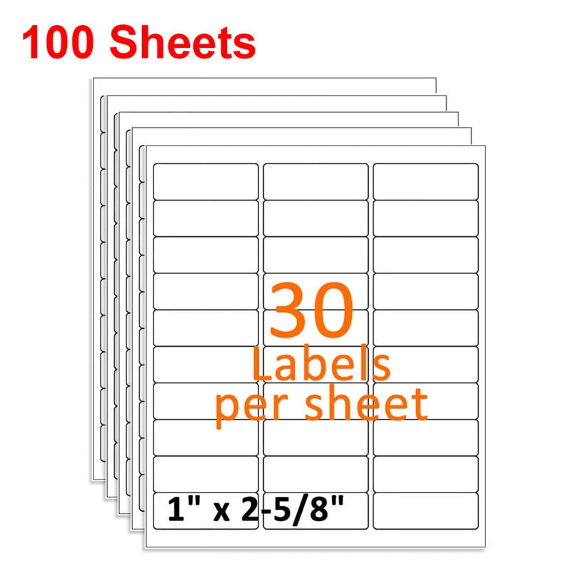 MPRT 100 Sheets 1" x 2 5/8" Address Shipping Labels, 2.625" x 1" Self ...