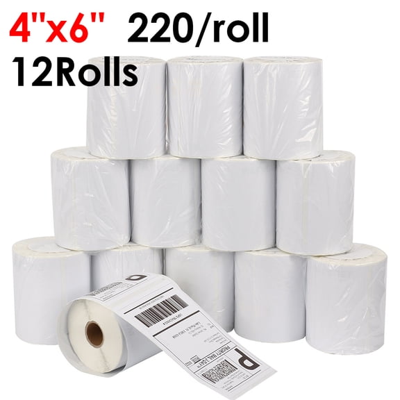 MPRT 12 Rolls 4 "x 6" Direct Thermal Shipping Labels, Compatible with DYMO 4XL Printer, 220 Labels/Roll
