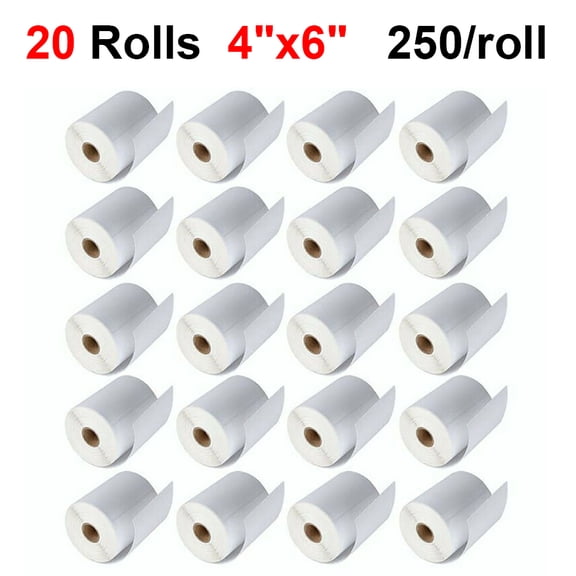 MPRT 20 Rolls 4"x6" Direct Thermal Shipping Labels, Blank Mailing Labels for Zebra 2844 ZP450 Eltron Printer, 250 Labels per Roll, 5000 Labels