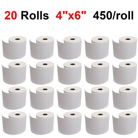 MPRT 20 Rolls 4"x6" Direct Thermal Shipping Labels, Blank Mailing Labels for Zebra 2844 ZP450 Eltron Printer, 450 Labels per Roll, 9000 Labels