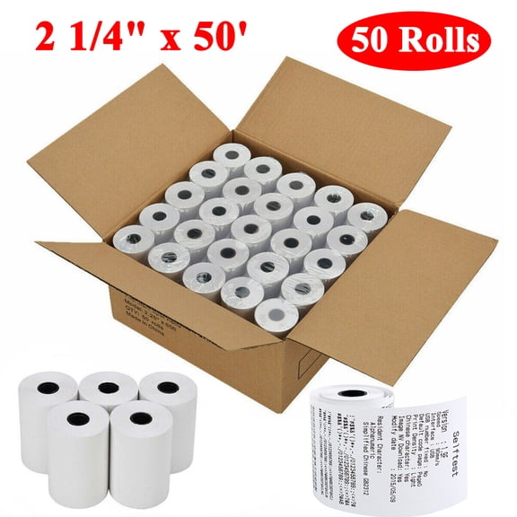 MPRT 50 Rolls 2 1/4 x 50' Thermal Paper Cash Register Credit Card POS Receipt Paper Roll