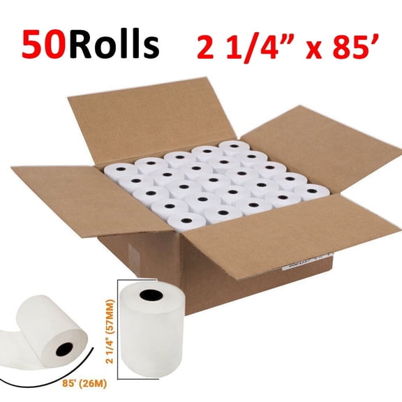 MPRT 50 Rolls 2 1/4" x 85' Thermal Paper Cash Register Credit Card POS Receipt Paper Roll