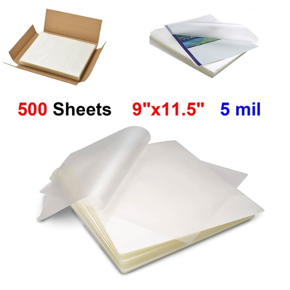 MPRT 500 Pack 5 Mil Clear Thermal Laminating Sheets, 9"x11.5" Letter Size Laminator Pouches