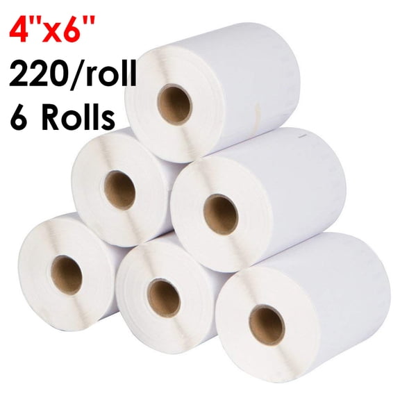 MPRT 6 Rolls 4 "x 6" Direct Thermal Shipping Labels, Compatible with DYMO 4XL Printer, 220 Labels/Roll