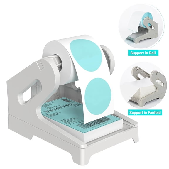 MPRT Thermal Shipping Label Holder for 4"x6" Rolls Fanfold Label Desktop Label Printer, Gray White