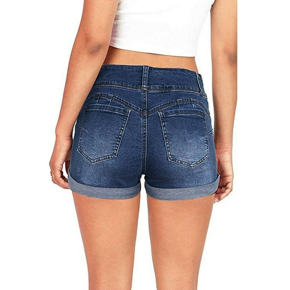 MPWEGNP Jean Shorts Womens Women Low Waisted Washed Solid Short Mini Jeans Denim Pants Shorts Ripped
