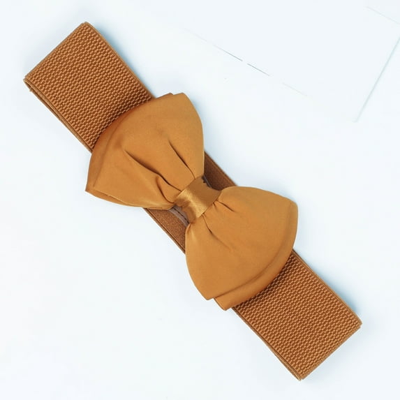 MPWEGNP Ladies Bow Elastic Stretch Chiffon Belt Accessories Versatile Decorative Skirts Cloth Waistbands Brown 95