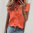 thumbnail image 1 of Womens Tops Dressy Casual Women'S Summer Ruffle V-Neck Short Sleeve Solid Print T-Shirt Top Womens Shirts Orange, 1 of 7