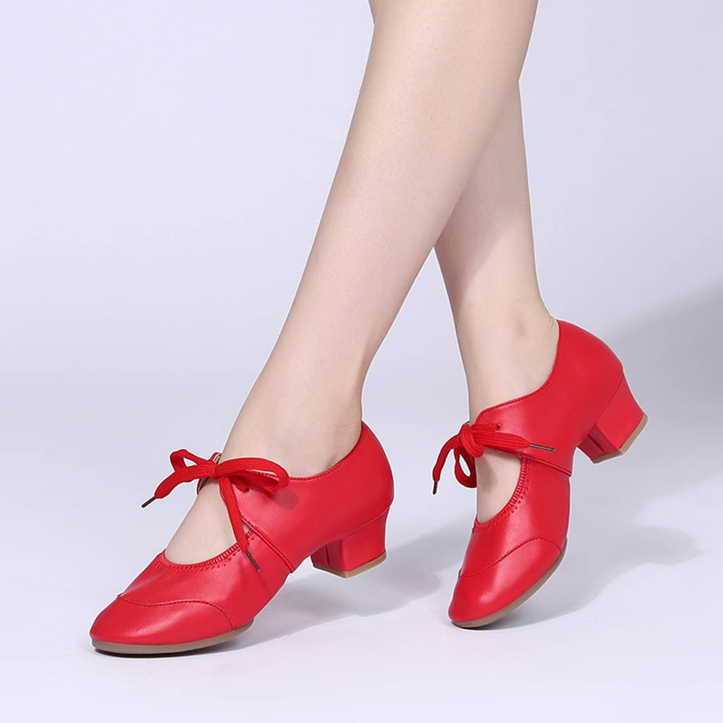 MPWEGNP Shoes For Women Ladies Dancing Prom Ballroom Latin Ballet Dance Singles Red 8.5 Walmart
