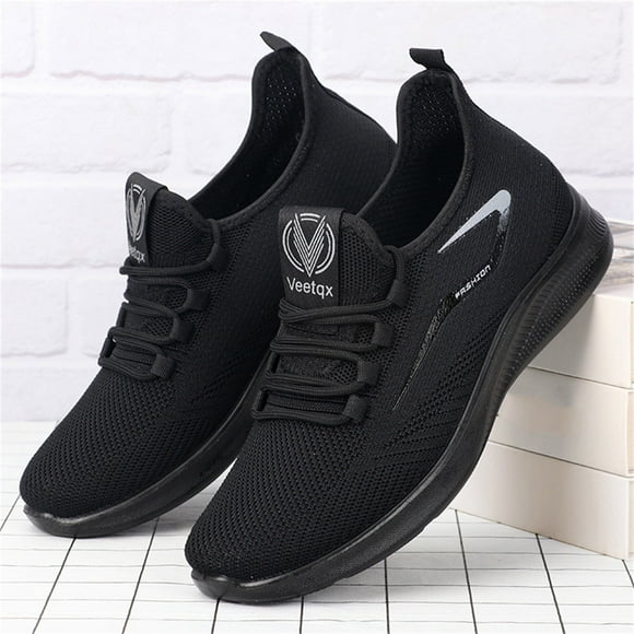 MPWEGNP Shoes Men Spring And Summer Sports Flat Bottom Light Slip On Elastic Comfortable Casual Style Mens (Black 10)