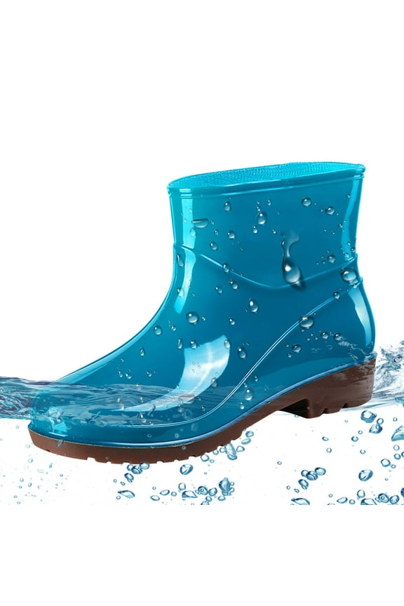 Short Rain Boots for Womens Ankle Waterproof Rainboot Slip on Boot Rubber Outside Work (Sky Blue 7)