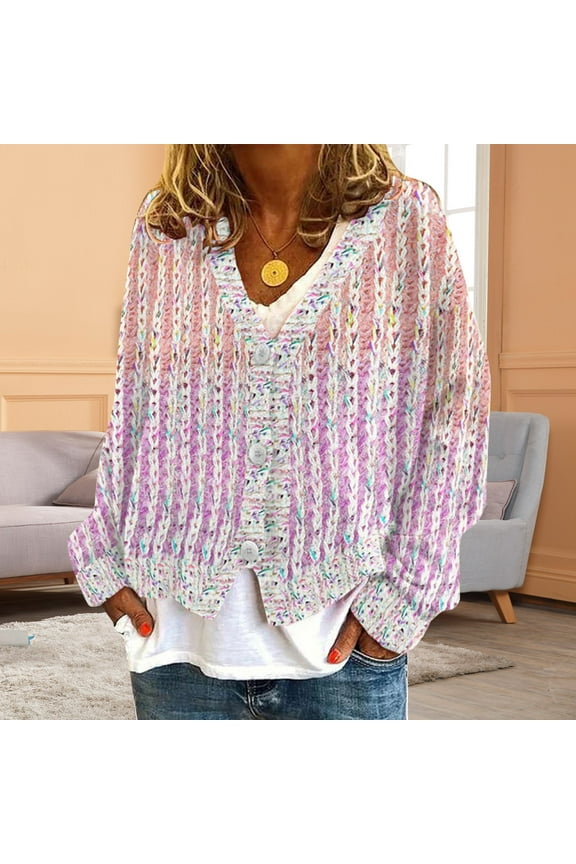 Sweaters for Women Ladies' New Christmas Abstract Printed Casual Cloak Jacket Cardigan Fall Sweaters for Women 2024 Pink L