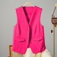 thumbnail image 1 of MPWEGNP Women's Solid Color Sleeveless Autumn And Winter Vest Small Waistcoat Suit Waistcoat Hot Pink S, 1 of 6