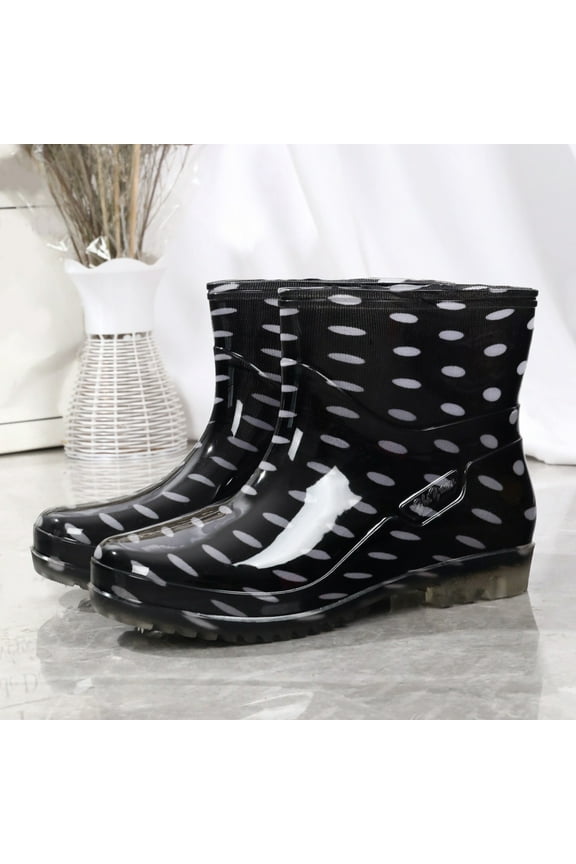 Water Shoes for Women Rubber Boots Rain Boot Pvc Rainproof Shoe, Low Cut Adult Mid Tube (Black 6.50)