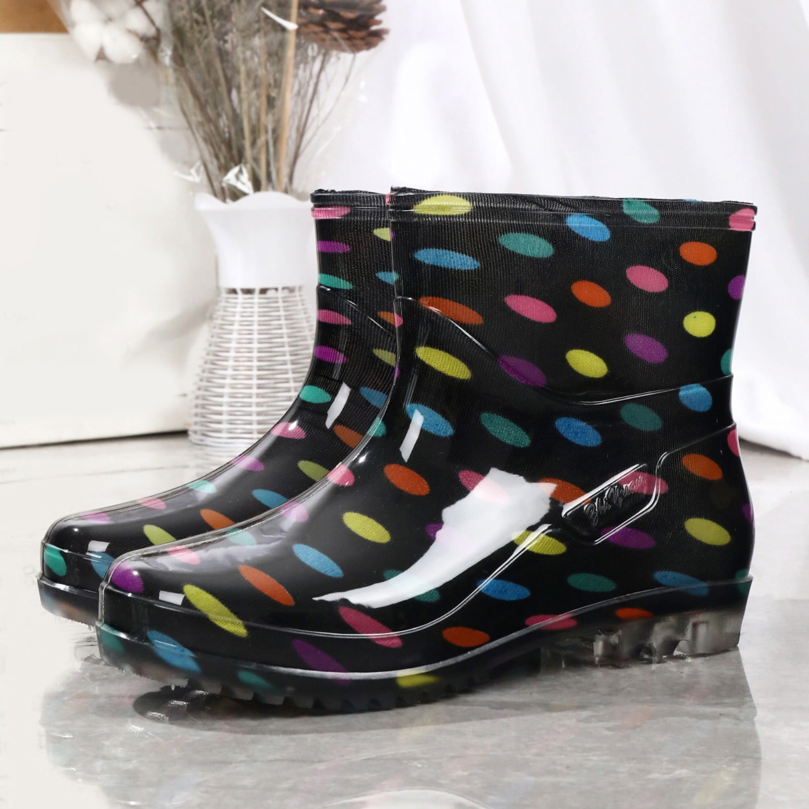 MPWEGNP Water Shoes for Women Rubber Boots Rain Boot Pvc Rainproof Shoe, Low Cut Adult Mid Tube (Camouflage 8.50)