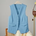 thumbnail image 1 of MPWEGNP Women's Solid Color Sleeveless Autumn And Winter Vest Small Waistcoat Suit Waistcoat Sky Blue L, 1 of 6
