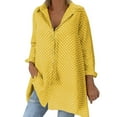 thumbnail image 1 of MPWEGNP Yellow Shirts for Women Vintage Long Sleeve Polka Dots Shirt Collar Top Shirt Blouse, 1 of 8