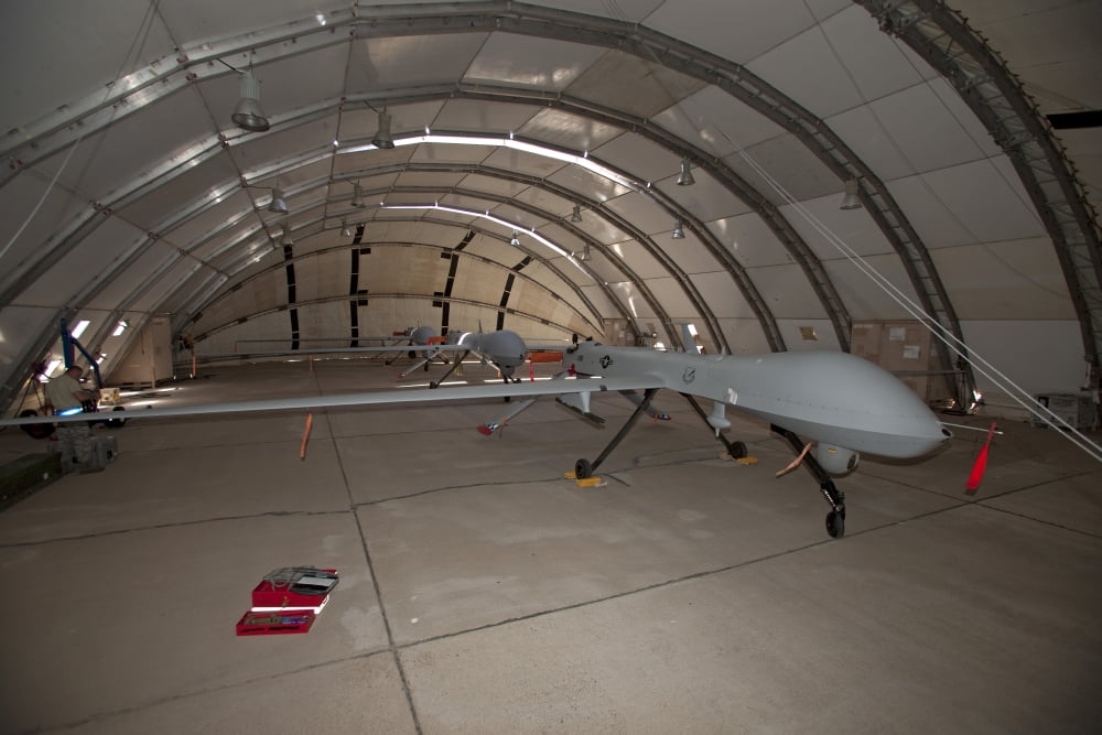 MQ-1 Predators in a shelter at Holloman Air Force Base New Mexico Canvas Art - HIGH-G ProductionsStocktrek Images (35 x 23)