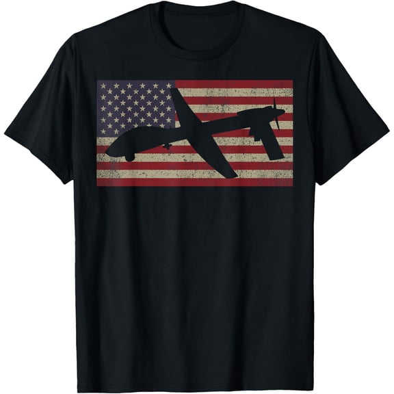 MQ-1C Gray Eagle Combat UAV Drone USA Flag T-Shirt Gift T-Shirt