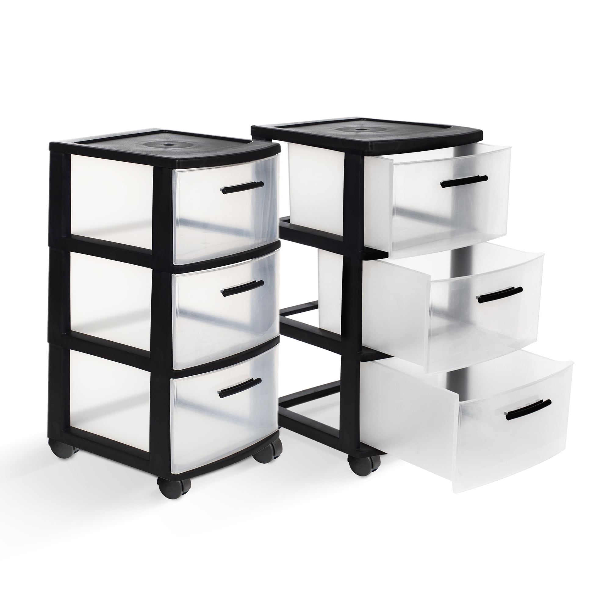 MQ 3-Drawer Plastic Rolling Storage Cart, Multiple Colors (2 Pack)