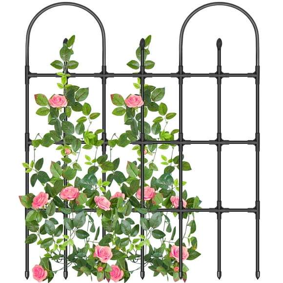 MQ Garden Trellis for Climbing Plants Outdoor 4FT, PE Metal Arch Stand with Flower Twisting Tech Trellis, Plant Support Stakes Fence for Yard Landscaping Climbing Rose Cucumber Monstera Bean Clematis
