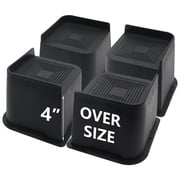 MQ Bed Risers 4 Inch 4 Pack Black Support 7000LBs, Oversized Furniture Risers for Dorm Beds Frame, Sofa, Desk, Couch, Chairs Legs