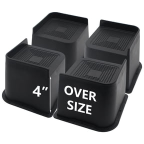 MQ Bed Risers 4 Inch 4 Pack Black Support 7000LBs, Oversized Furniture Risers for Dorm Beds Frame, Sofa, Desk, Couch, Chairs Legs