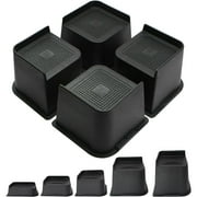 MQ Bed Risers 4 Inch 4 Pack Black Support 7000LBs, Oversized Furniture Risers for Dorm Beds Frame, Sofa, Desk, Couch, Chairs Legs
