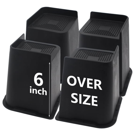 MQ Bed Risers 6 Inch 4 Pack Black Support 7000LBs, Oversized Furniture Risers for Dorm Beds Frame, Sofa, Desk, Couch, Chairs Legs