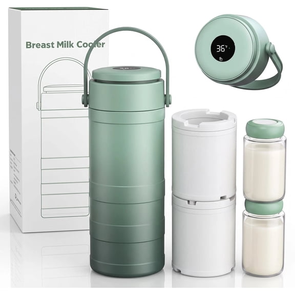 Portable Breast Milk Cooler with Temp Display, 20oz Breastfeeding Essentials, 360° All-Round Cooling Keeps Milk Fresh for 24 Hours, for Travel Outdoor Mom and Dad